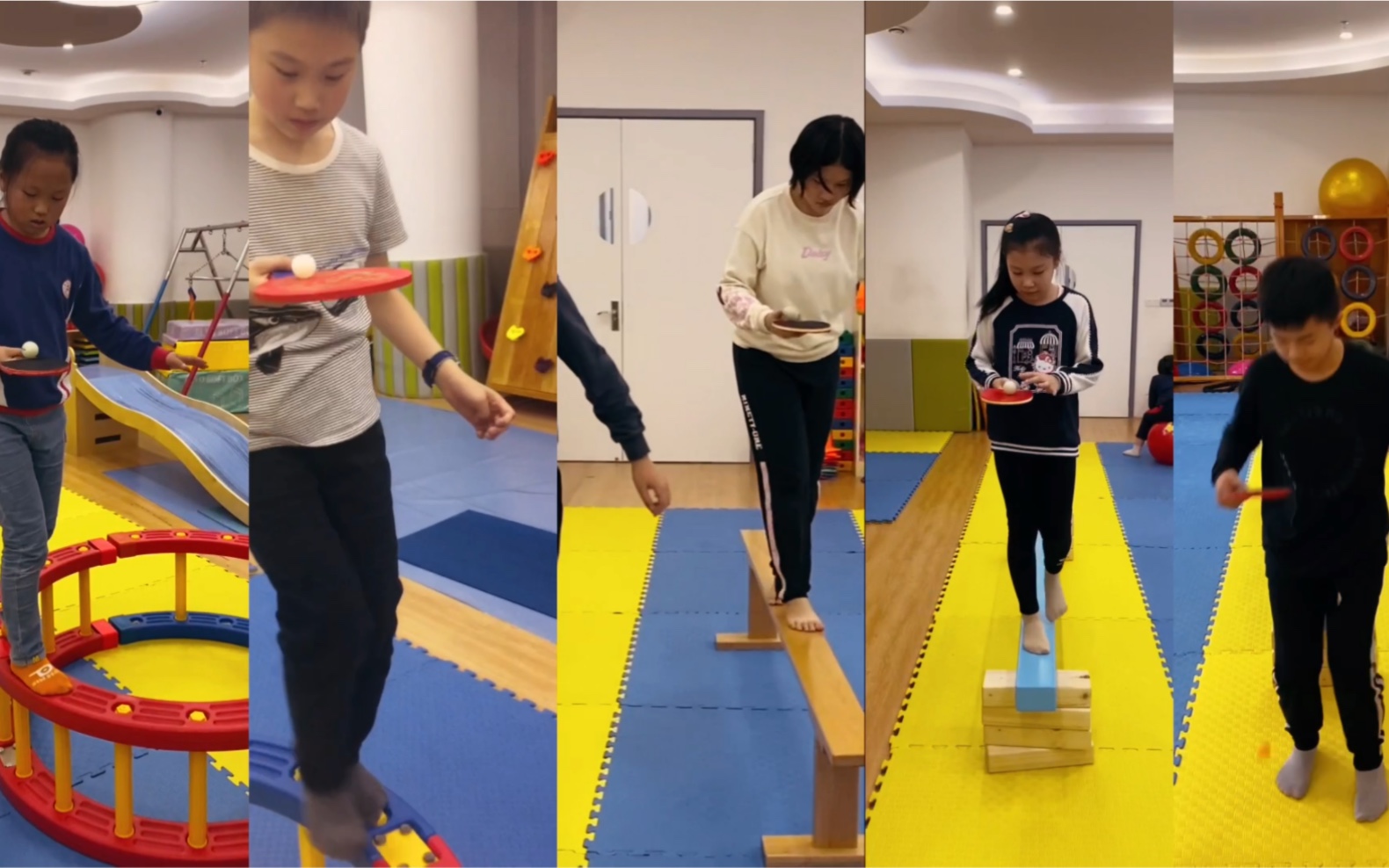 平衡木运乒乓球