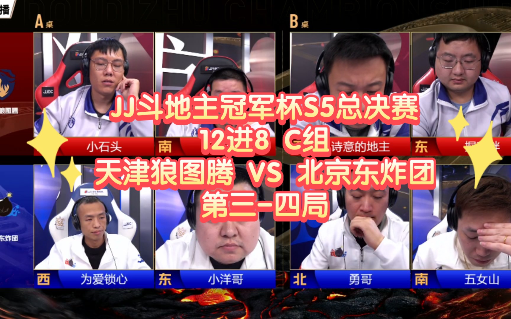 jj斗地主冠军杯s5总决赛12进8 c组-天津狼图腾 vs 北京东炸团 第三四