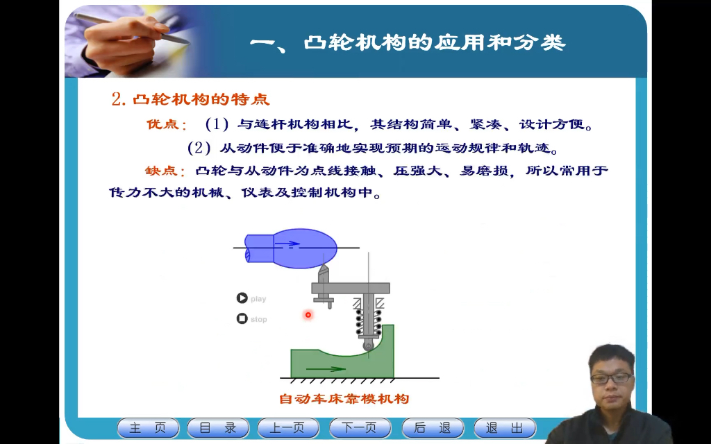 机械工程基础3常用机构3.3凸轮机构3.3.2特点哔哩哔哩bilibili