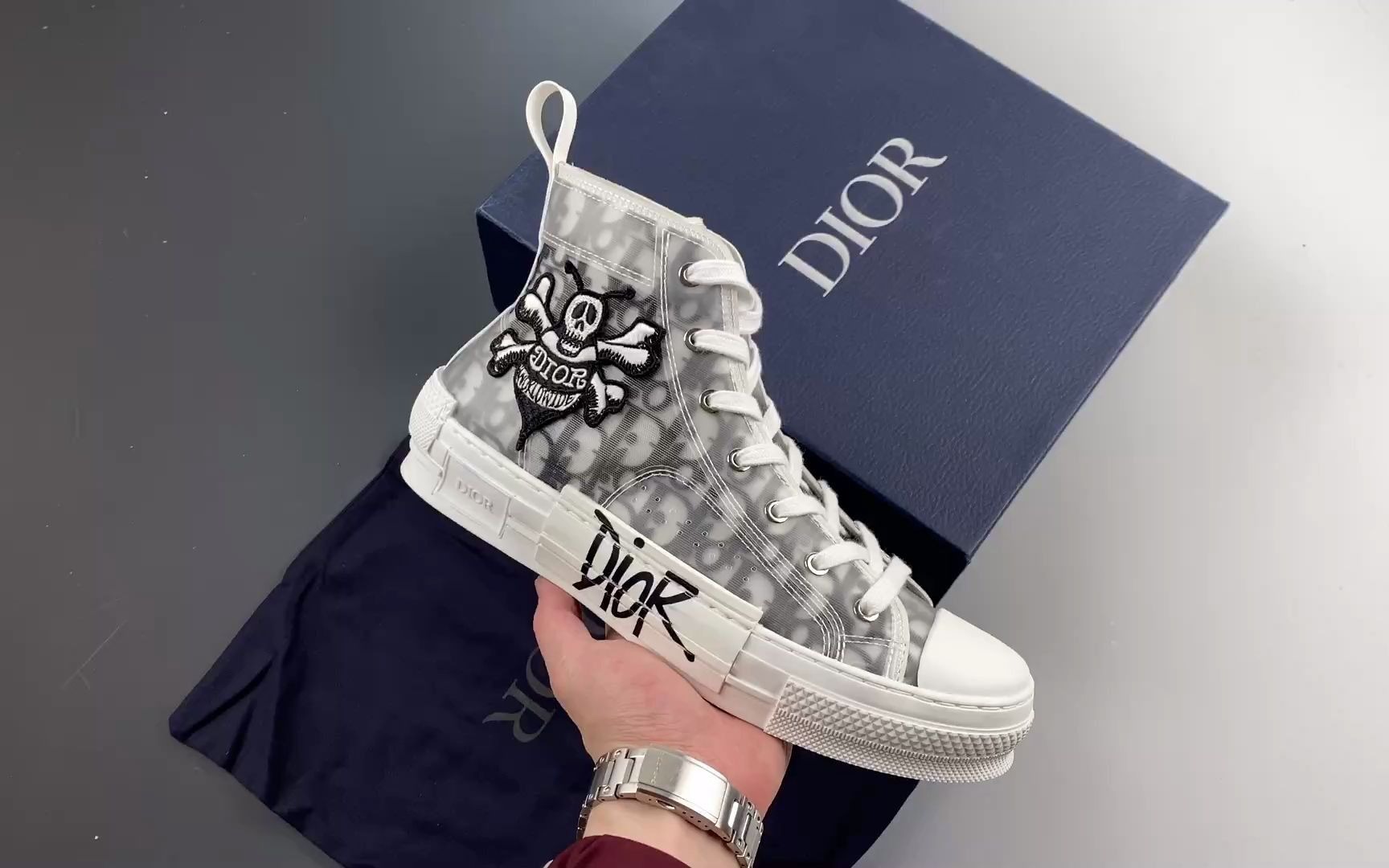 dior b23 oblique high top sneakers 迪奥黑白高帮