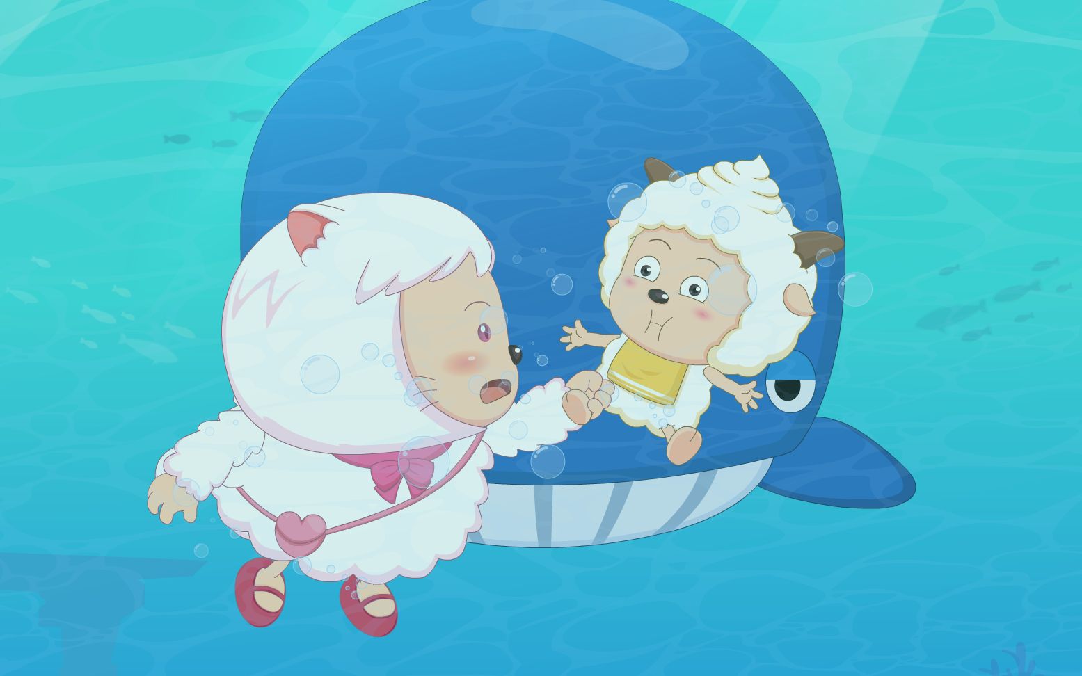 喵喵趣透惊险懒羊羊与暖羊羊被大鱼吃掉啦