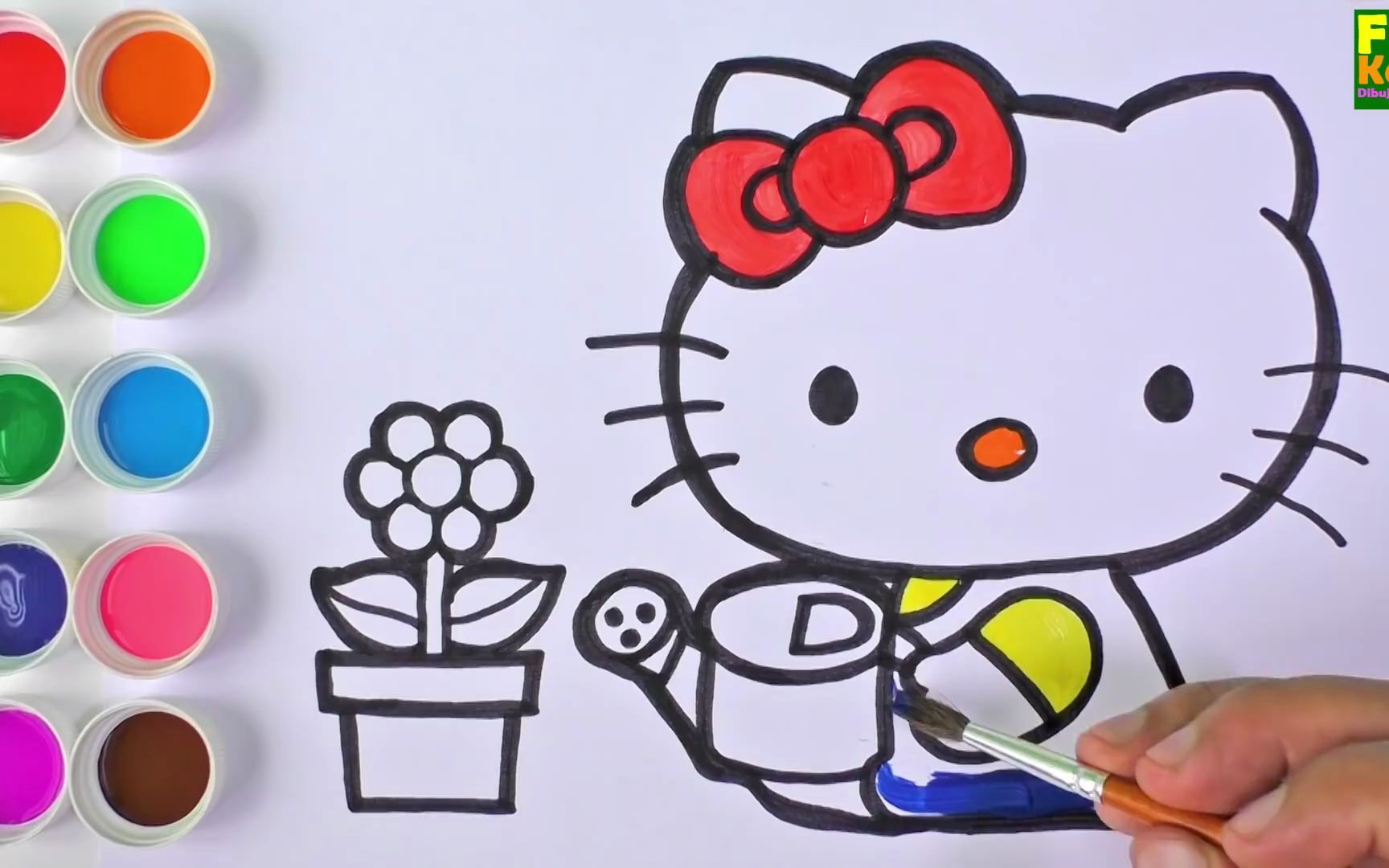 【简笔水彩画】教你画hellokitty然后上色~超级简单的简笔画,一看就会!哔哩哔哩bilibili