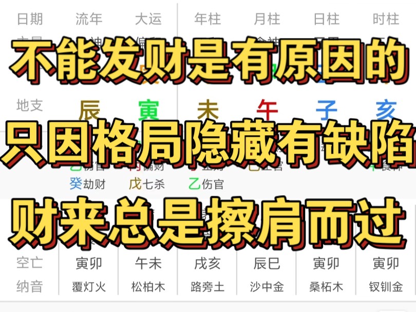 命理分析这种格局不能发财是有原因的!哔哩哔哩bilibili