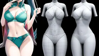 【3dmax人物建模】标准女性身体、36D胸部、臀部、衣服零基础布线讲解，3dmax女性人物角色建模 3dmax人体模型建模教程