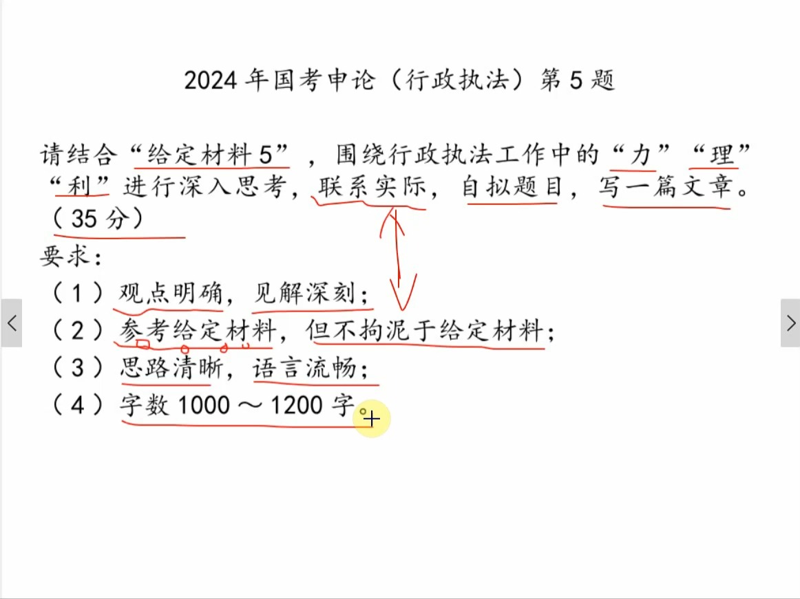 5 2024国考申论(行政执法)第5题 大作文 免费课程哔哩哔哩bilibili