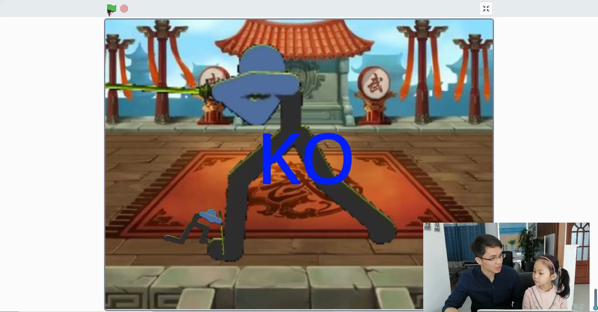 scratch少儿编程培训免费视频课程火柴人大战第九课增加ko效果