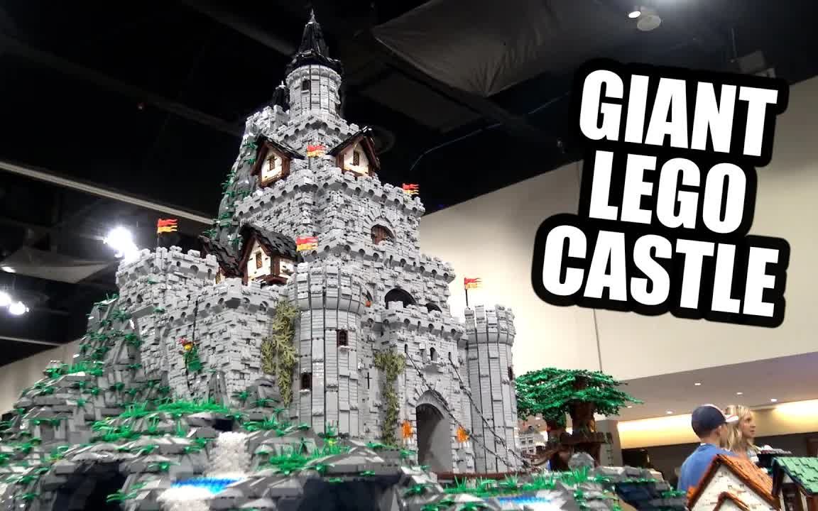 带有瀑布和地下洞窟的乐高巨型城堡moc