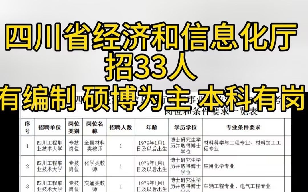 四川省经济和信息化厅招聘33人,有编制!哔哩哔哩bilibili