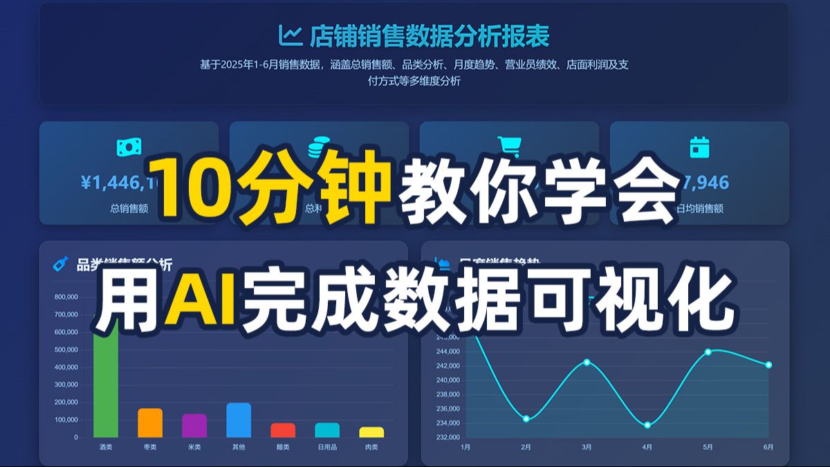 AI数据分析+数据可视化，10分钟完成1周的工作量，好学易上手，财会/电商/文员/行政/人事/金融/互联网必学，走在时代前沿的秘密