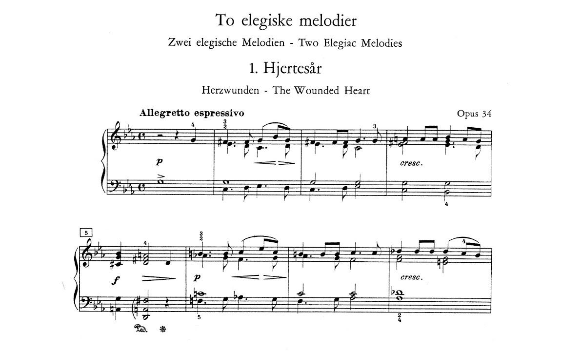 【钢琴/弦乐】格里格  两首悲伤旋律 Op.34 Edvard Grieg  2 Elegiac Melodies (Piano,String Orch.)哔哩哔哩bilibili