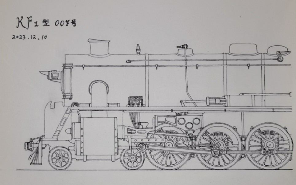 绘画火车:KF1型(原称为粤汉铁路600型)蒸汽机车哔哩哔哩bilibili