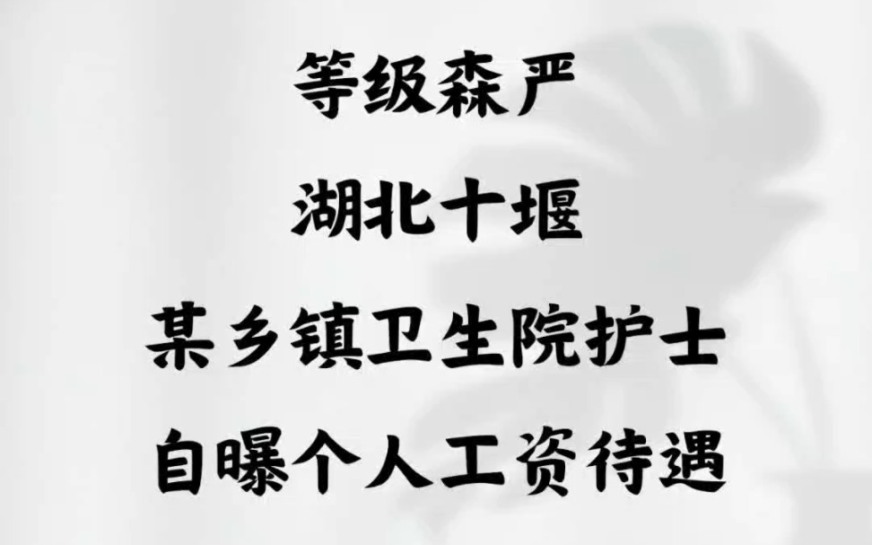 等级森严.湖北十堰某乡镇卫生院,护士自曝个人工资待遇哔哩哔哩bilibili