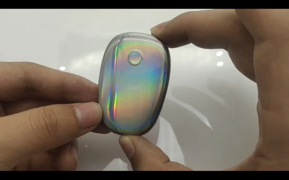 模内注塑iml工艺塑胶外壳装饰件炫彩电镀效果图文,带有曲面弧度以及