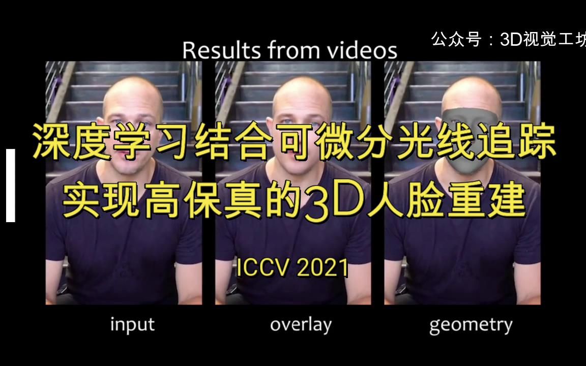 最新ICCV2021论文,深度学习结合可微分光线追踪实现高保真的3D人脸重建哔哩哔哩bilibili