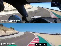 Video herunterladen: Laguna Seca Porsche 911 (991.2) GT3 RS vs 911 (992) GT3 RS Lap Record Comparison