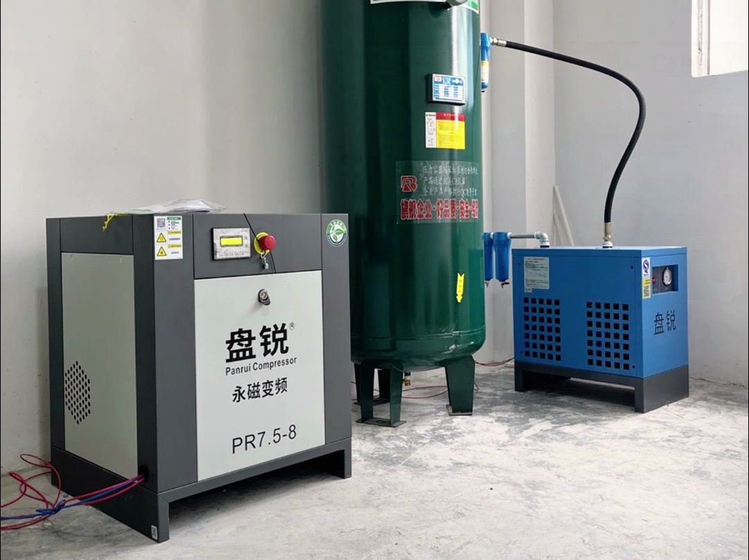 7.5kw变频螺杆空压机三件套,整套包运包安装