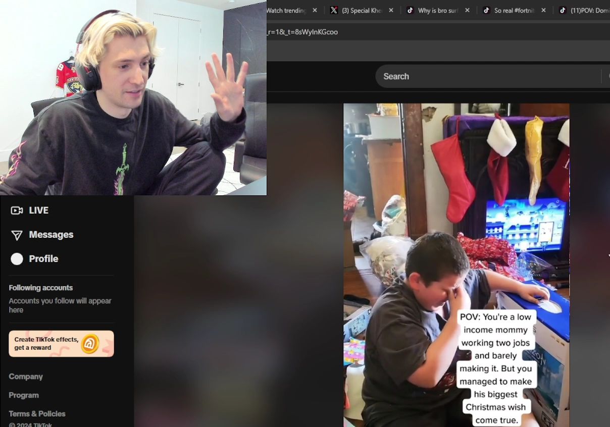 xQc看低收入家庭妈妈打两份工为实现儿子圣诞愿望买了PS5游戏机 "不是我想毁气氛 但PS5上没游戏玩"哔哩哔哩bilibili