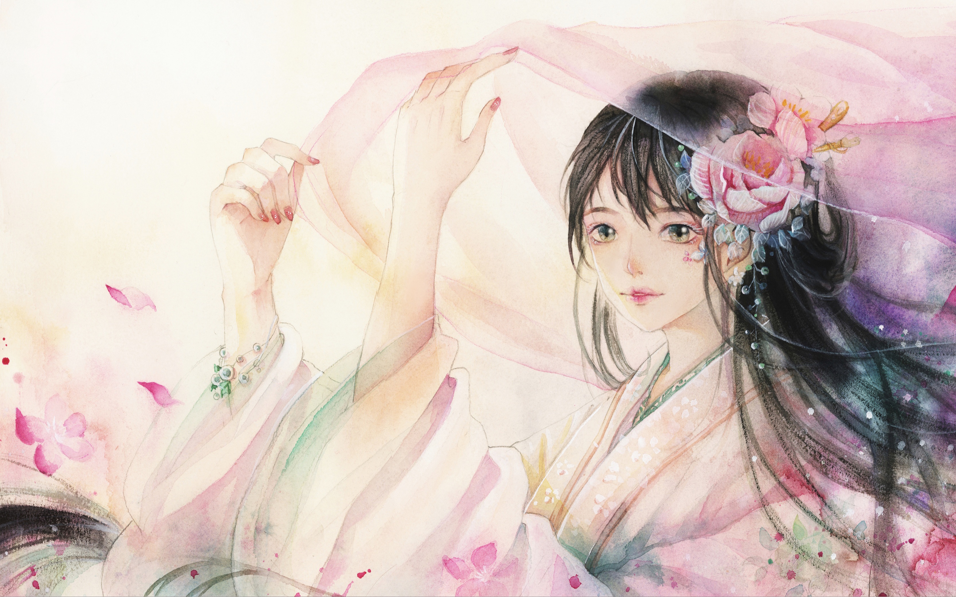 【水彩过程】古风小姐姐_哔哩哔哩 (゜-゜)つロ 干杯~-bilibili