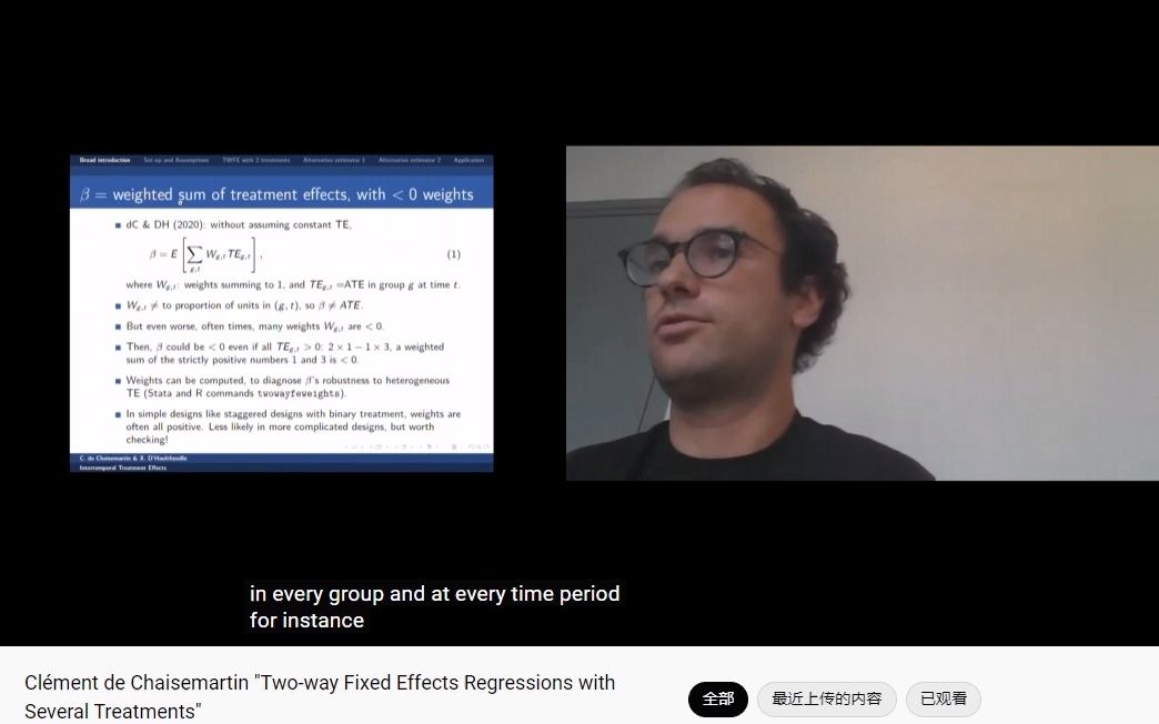 多期DID研究新进展Cl㩭ent de Chaisemartin Twoway Fixed Effects Regressions with Several哔哩哔哩bilibili