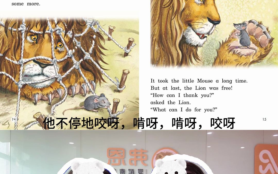 [图]英文绘本启蒙 睡前故事 ：The Lion and the Mouse--狮子和老鼠。通过这个故事，我们可以学习到：强大和弱小是相对的，我们不能忽视弱小的作用