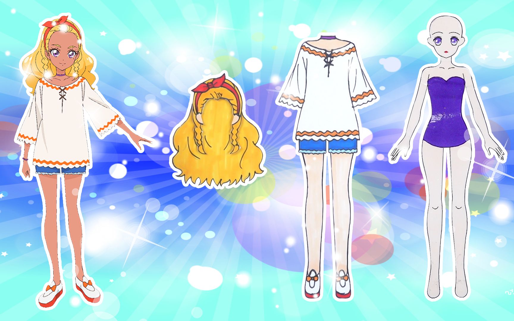 手工纸娃娃玩具:纸娃娃装扮,《光之美少女》天宫爱莲娜装扮