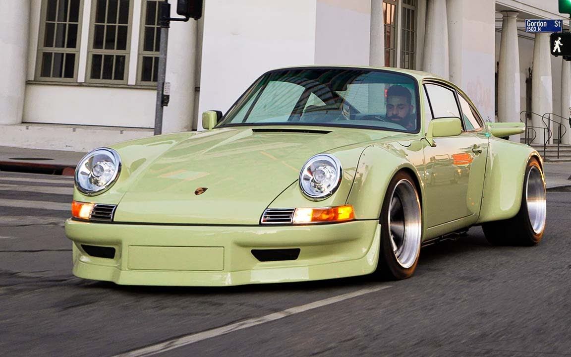 porsche964rwbpistachioperpendiculargasfillupferrari488spicedup