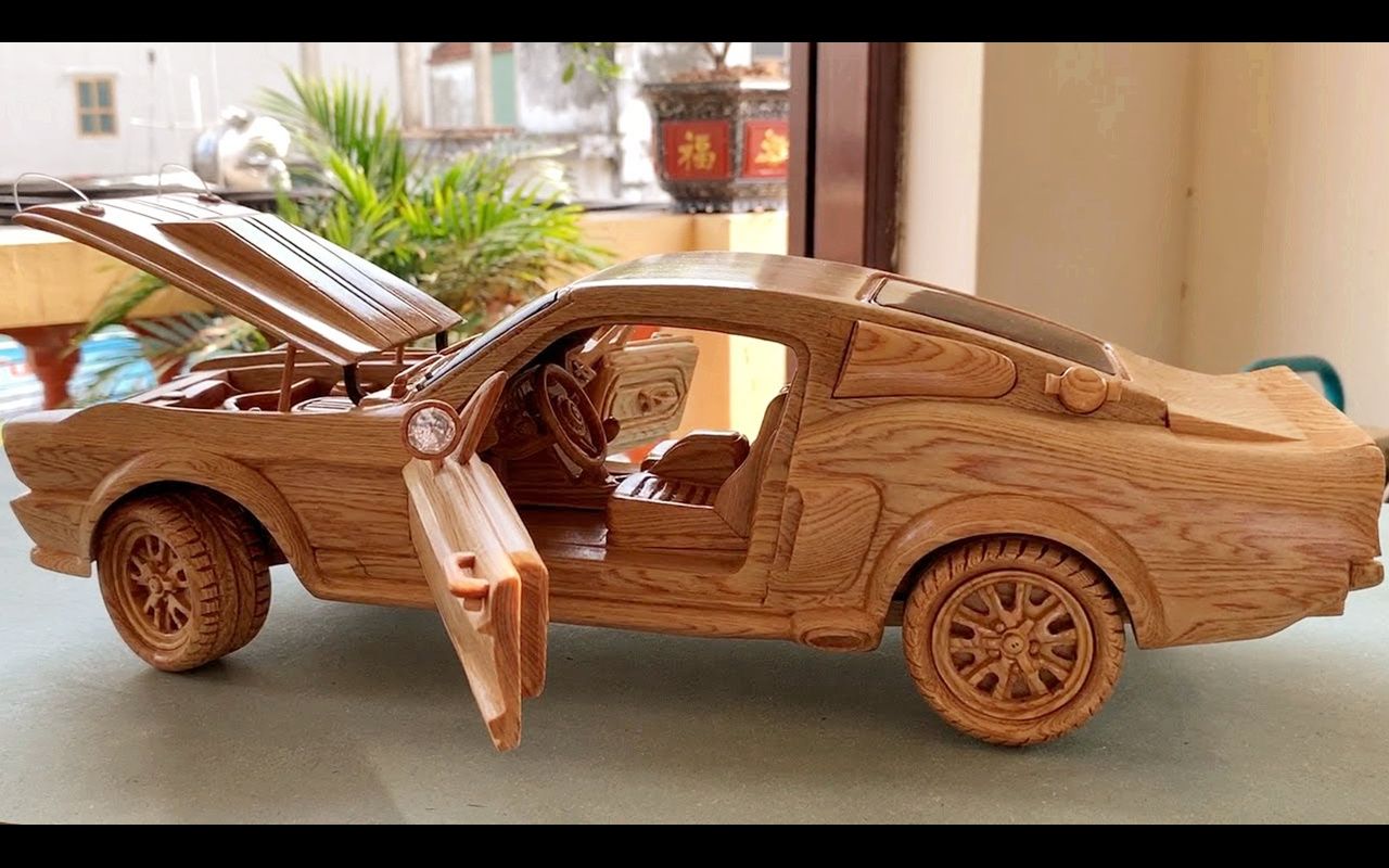 【木雕】1967年福特野马 gt500模型车制作 - woodworking art_哔哩
