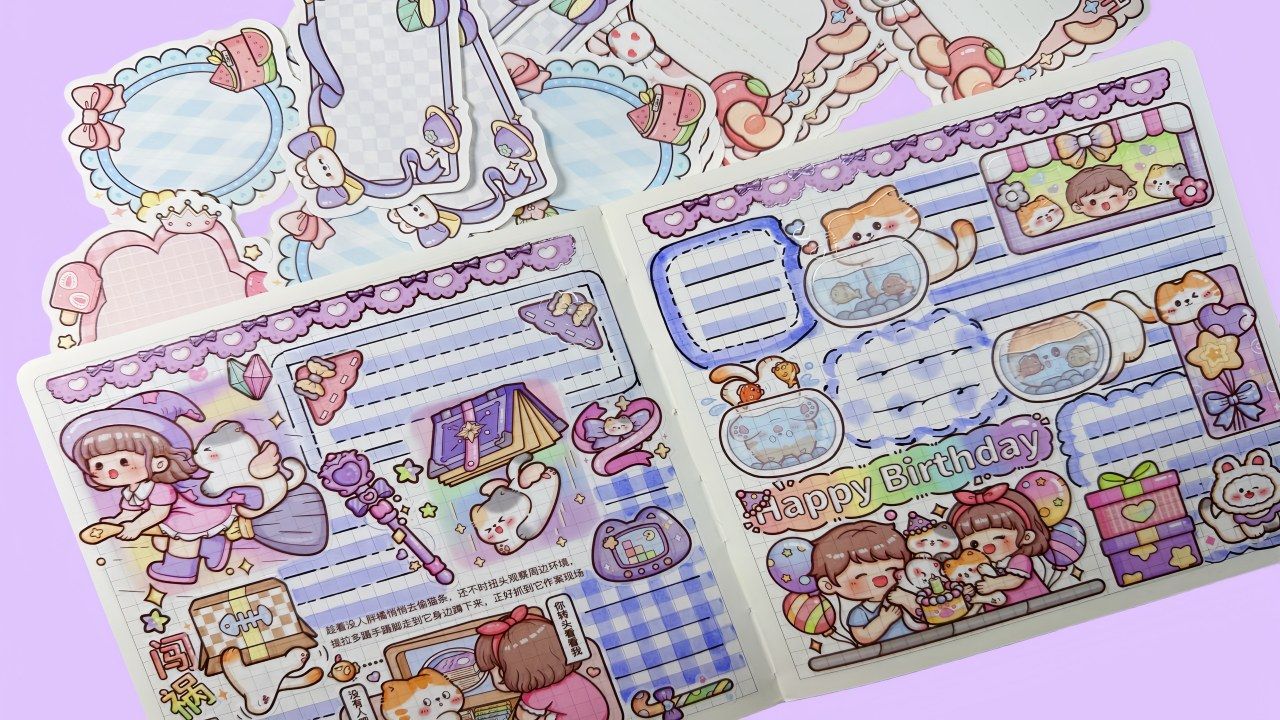 提拉多 喵星来客贴纸日记 手帐拼贴排版 声控 白噪音 沉浸式