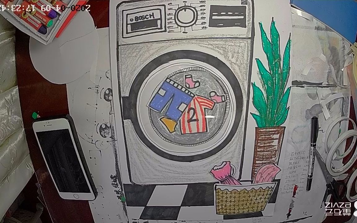 洗衣机发展史绘画图片