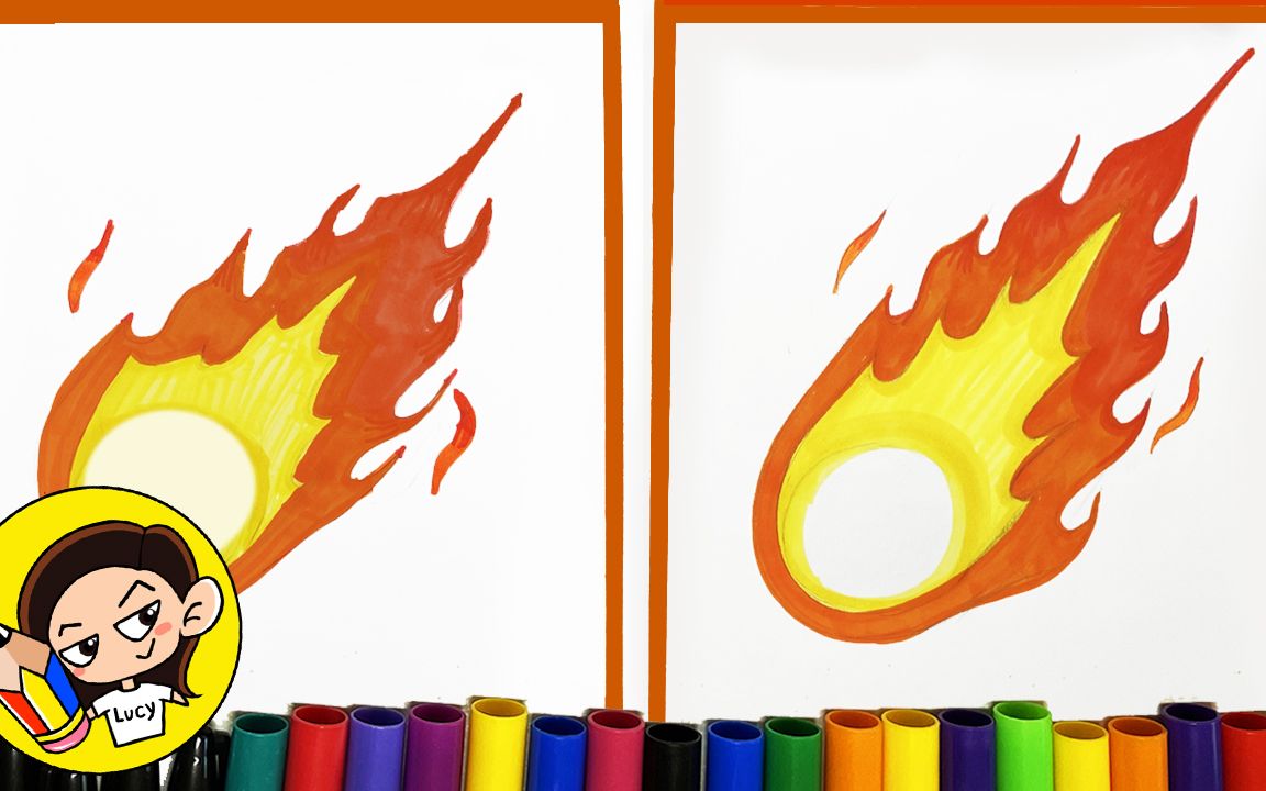 how to draw a fireball|easy|简笔画|2023