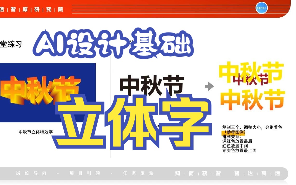 ai基础:混合工具案例立体字-华信智原设计学院-华信智原设计学院-哔哩