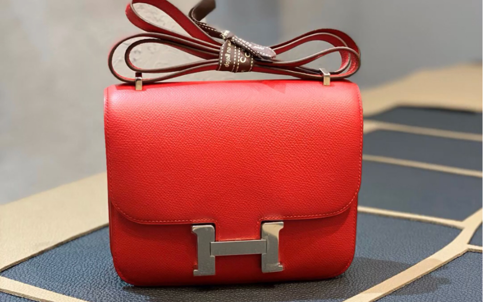 hermes 康康 包包 爱马仕 康斯坦包包 女士经典款 红色银扣