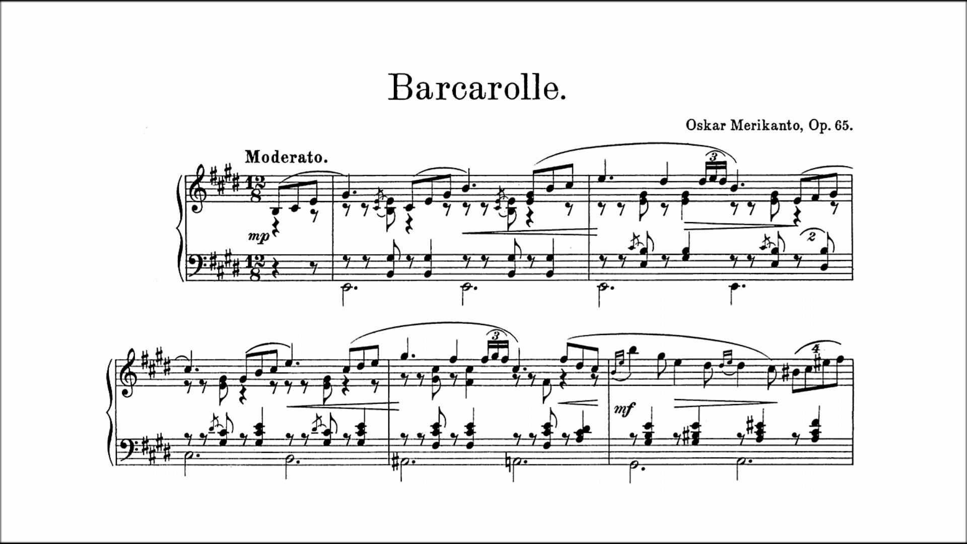 [图]【钢琴】奥斯卡·梅利康托 - 船歌 Op.65 Oskar Merikanto - Barcarolle Op.65