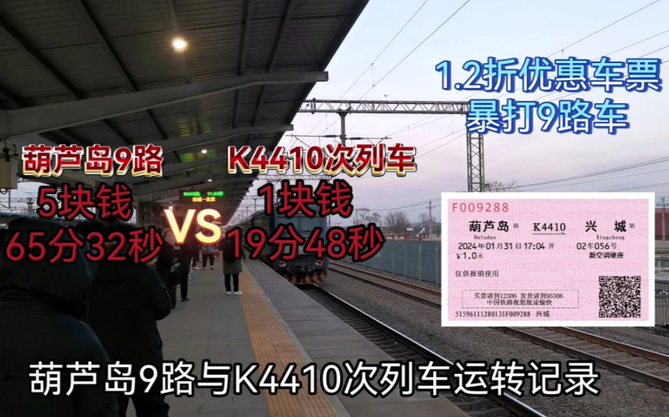 【中国铁路ⷨ🐨𝬣€‘1块钱的车票用时远短于5块钱车票?用1块钱车票能秒杀葫芦岛9路车?葫芦岛9路公交车与K4410次列车(葫芦岛—兴城段)运转体验...