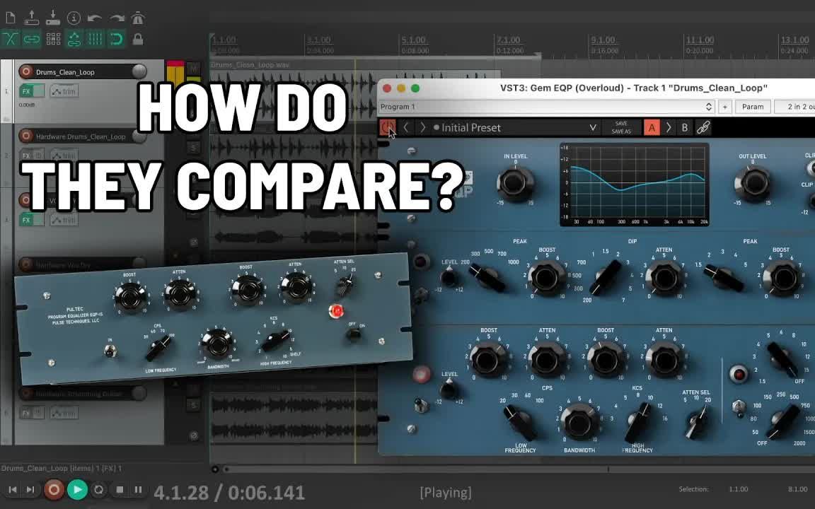 Overloud Gem EQP 被动均衡器建模效果器插件与PULTEC EQ 硬件AB对比试听哔哩哔哩bilibili
