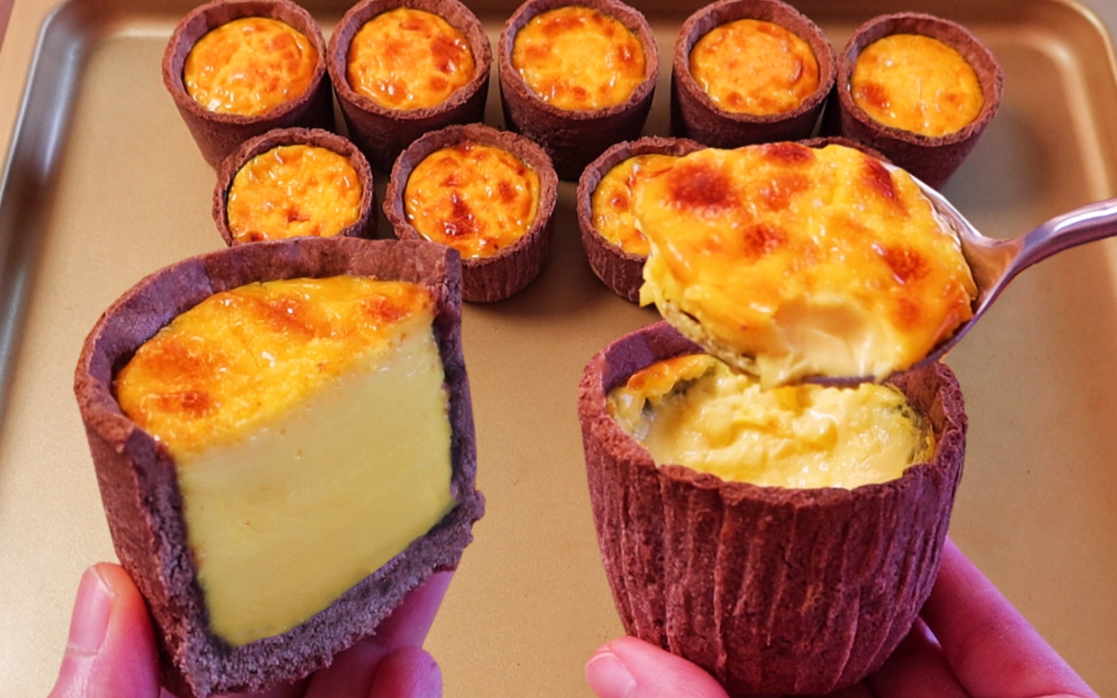 duang～好吃又简单【德式可可味蛋挞】外酥里嫩