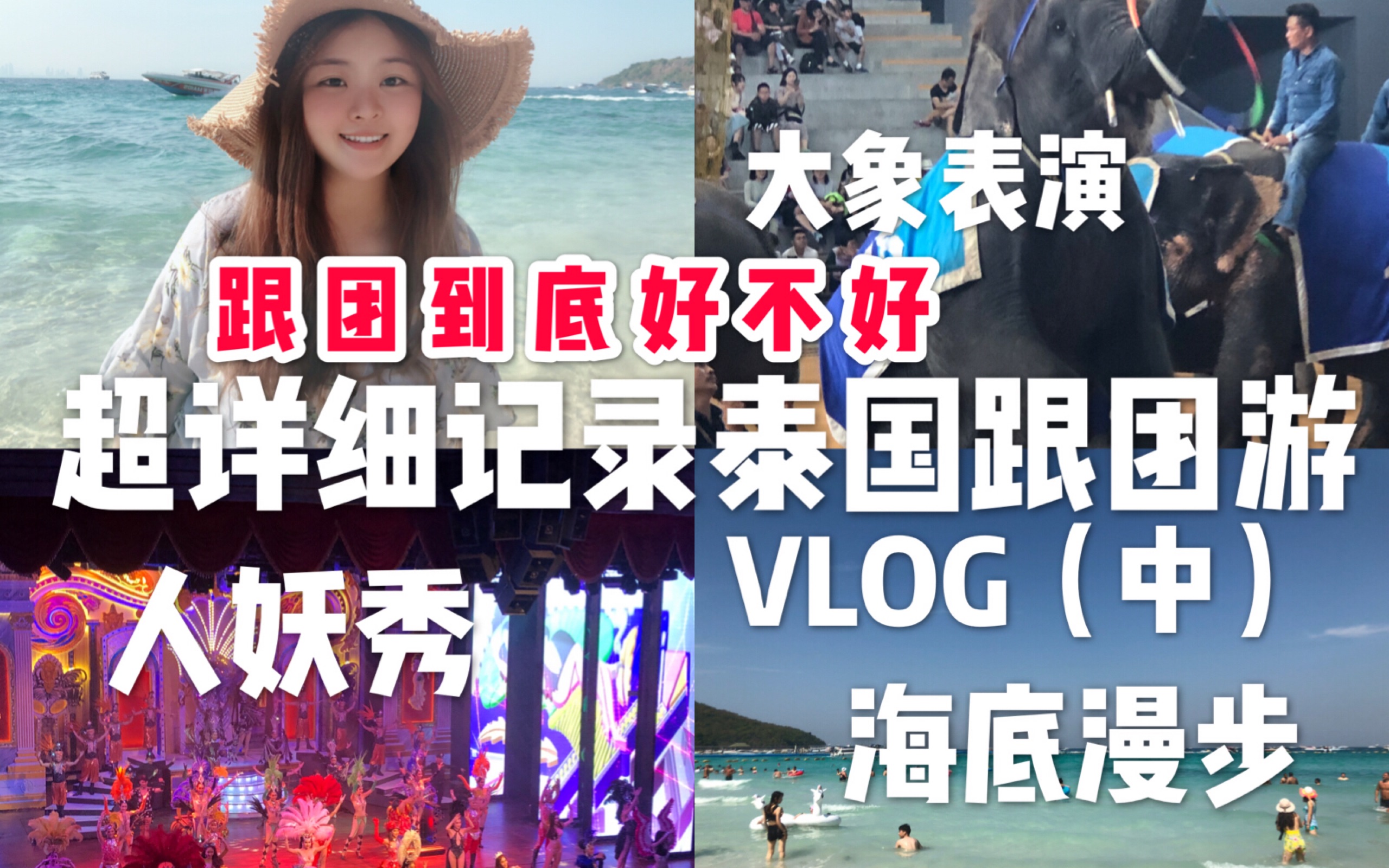 VLOG | 芭提雅海上活动/杜拉拉水上市场/人妖秀/大象表演/超详细六天五夜泰国跟团vlog(中)哔哩哔哩bilibili