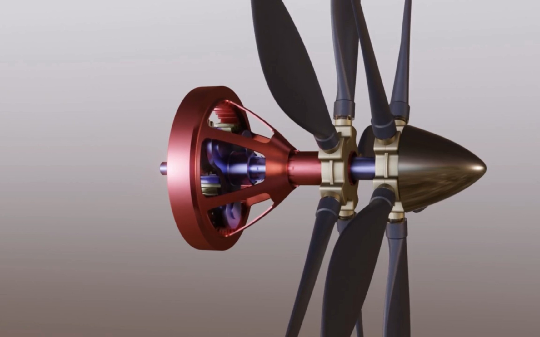 带行星齿轮箱的对转螺旋桨原理