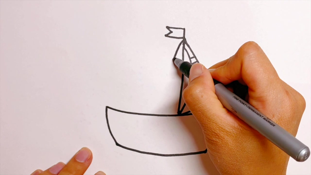 儿童简笔画//交通工具篇小帆船//Kids drawing//How to draw a cute boat.哔哩哔哩bilibili