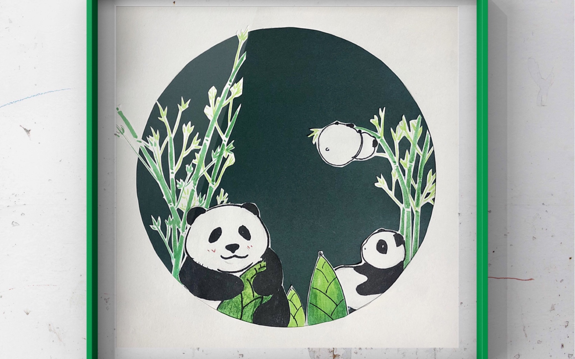 熊猫贴纸画手工作品图片