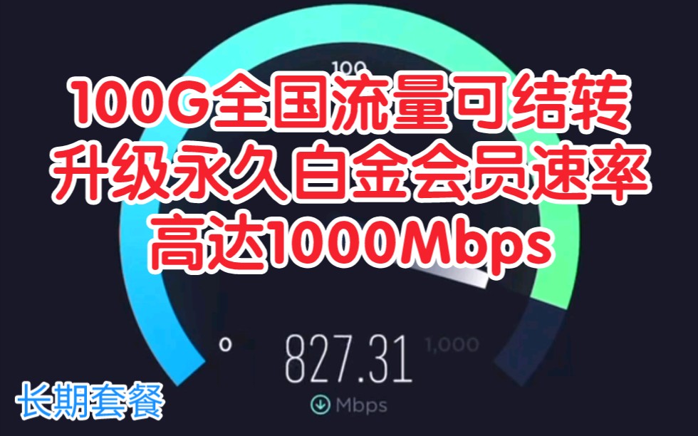 电信唯一可升级永久白金会员的长期套餐,下行速率峰值1000Mbps,100G流量可结转!官方正规流量卡!电信神卡!您还没有?别闹!还花钱办卡?哔哩哔...