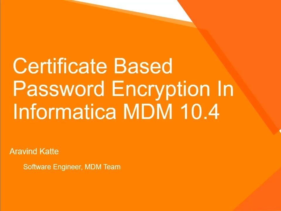 informatica mdm 10.4中的基于证书的密码加密