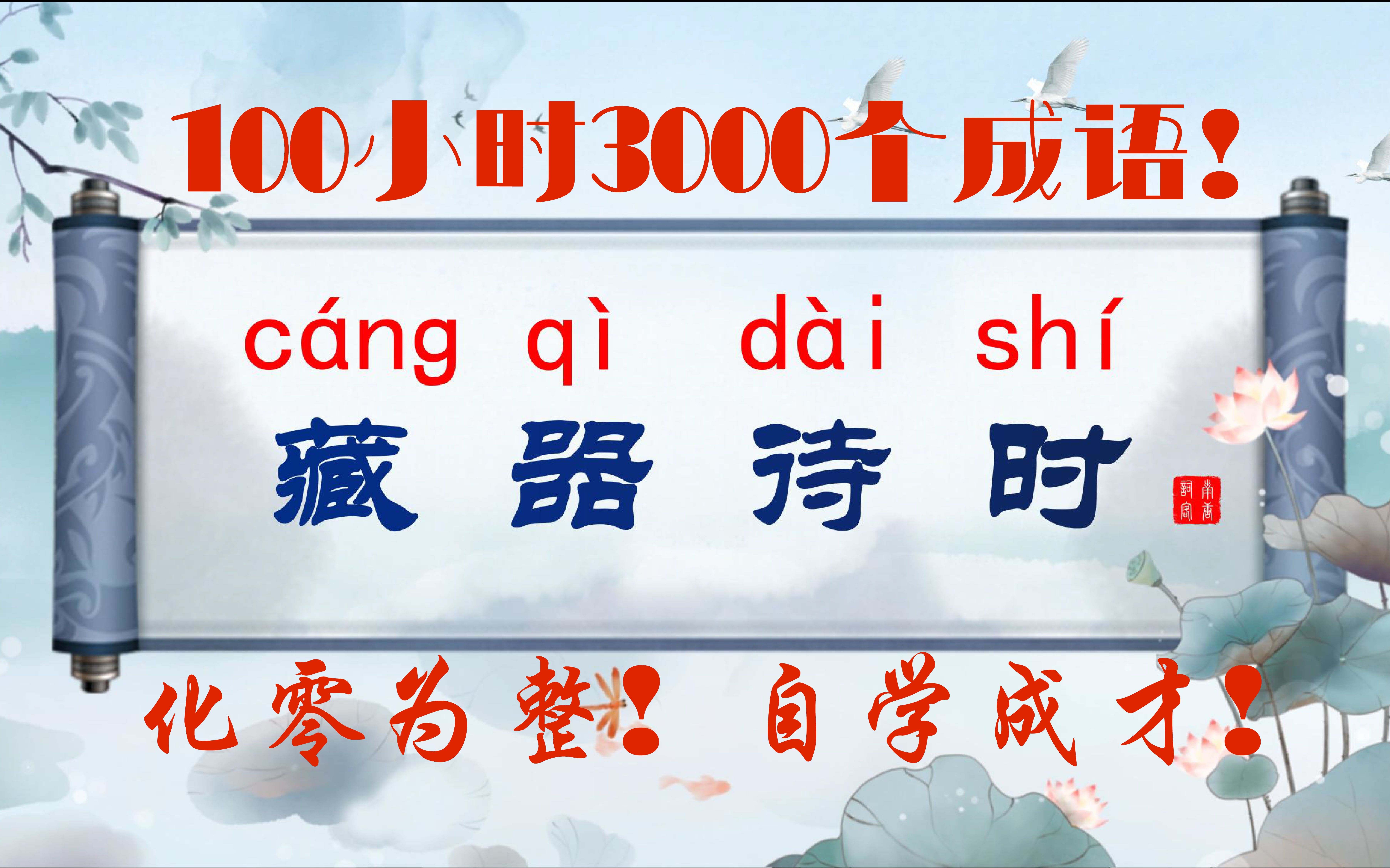 【藏器待时】100个小时掌握3000个成语!哔哩哔哩bilibili