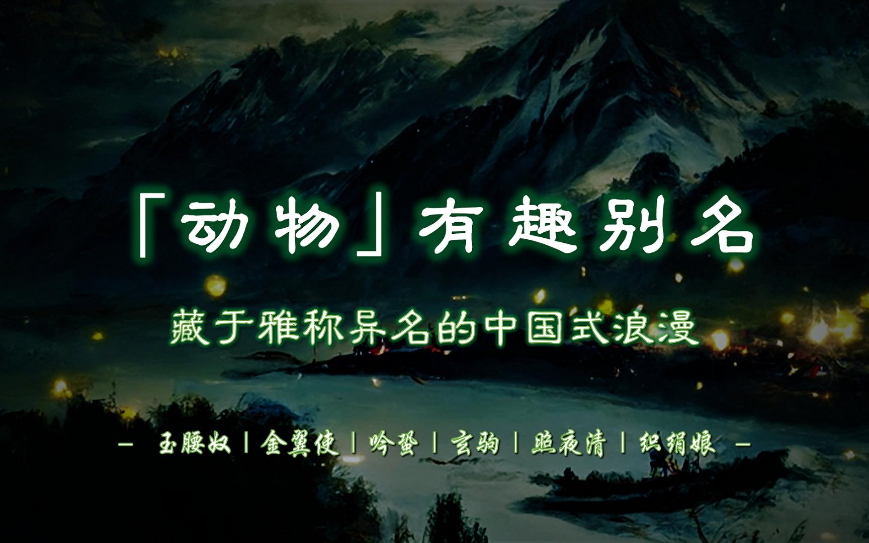 玉腰奴、金翼使、吟蛩、玄驹、照夜清、织绢娘...... | 有哪些「动物」的惊艳别名?【摘抄/文学积累】哔哩哔哩bilibili