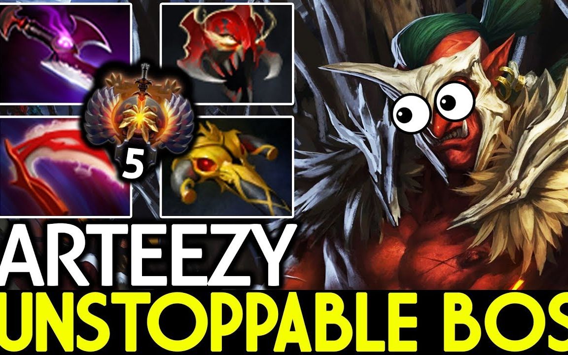 arteezy [troll warlord] unstoppable boss carry game_哔哩哔哩 (゜