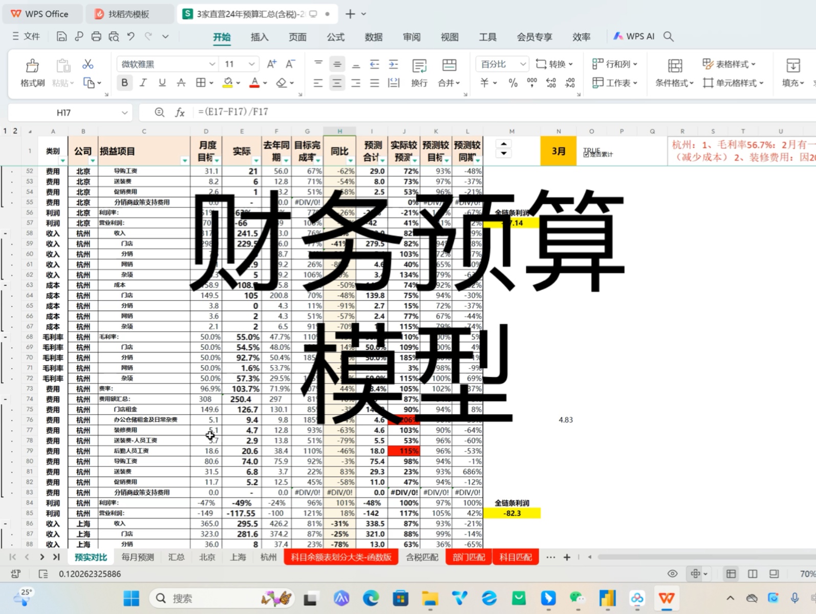 财务Bp建模,财务预算分析,预实对比分析模板哔哩哔哩bilibili