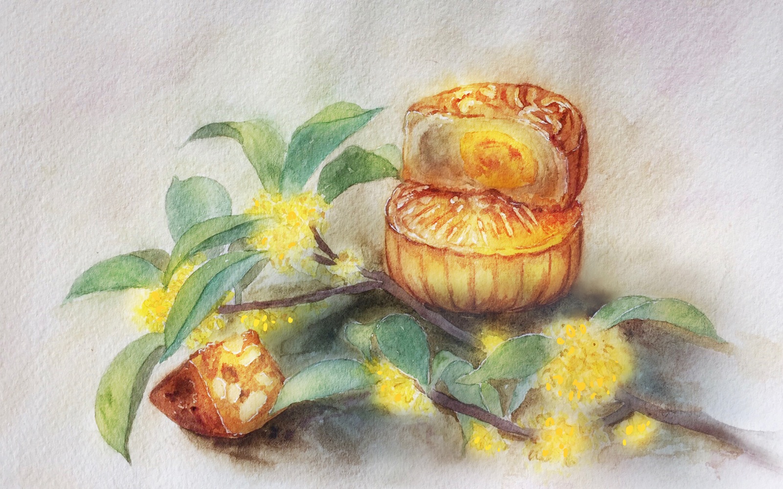 水彩一张被ps救活的水彩中秋节快到了就适合画月饼