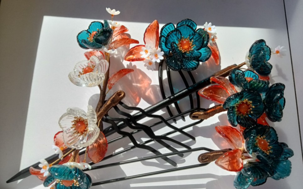 【出簪】80古风琉璃发饰福袋～孔雀蓝