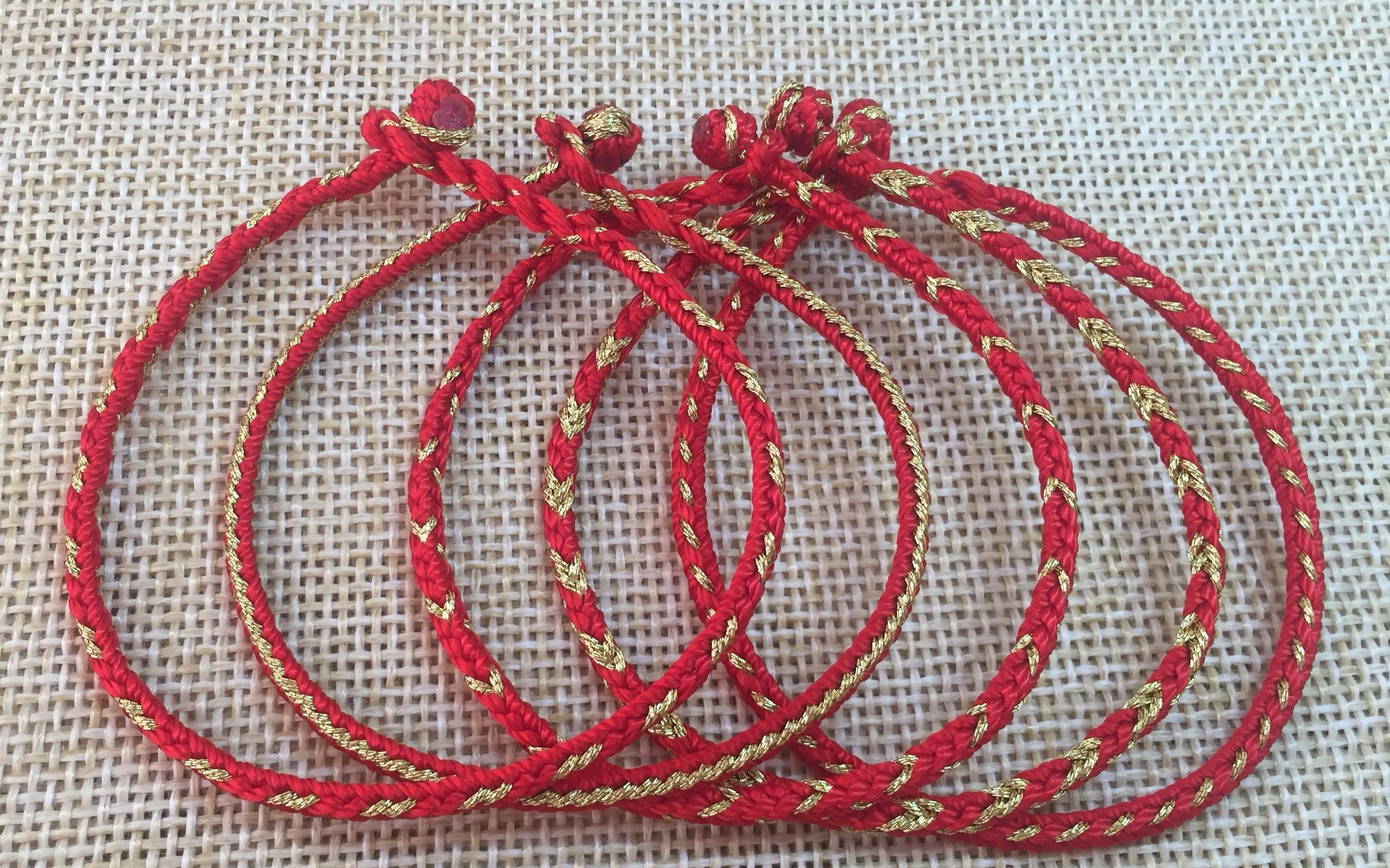 【鑫艺手工坊】八股辫红绳手链1