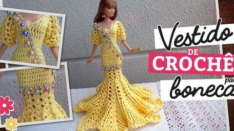 Vestido de Festa ou Noiva em crochê para bonecas  Vestido de Boneca em  Crochê - com Raquel Gaúcha Os materiais usados você encontra aqui:   O modelo de festa também fica